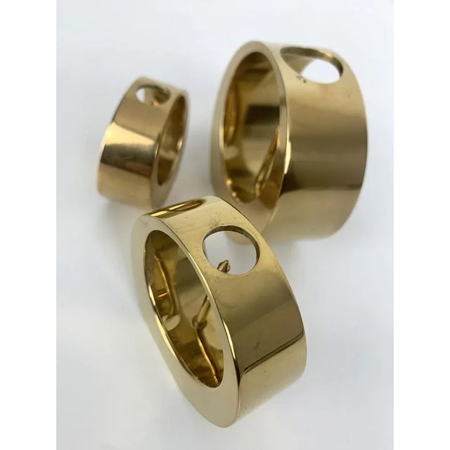 Metal Mid-Century Scandinavian Candleholders in Brass by Arthur Pe, 1950s, Set of 3 For Sale - Image 7 of 12