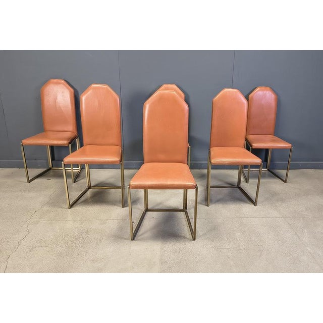 Hollywood Regency Vintage Brass Dining Chairs from Belgo Chrom, 1970s, Set of 6 For Sale - Image 3 of 15