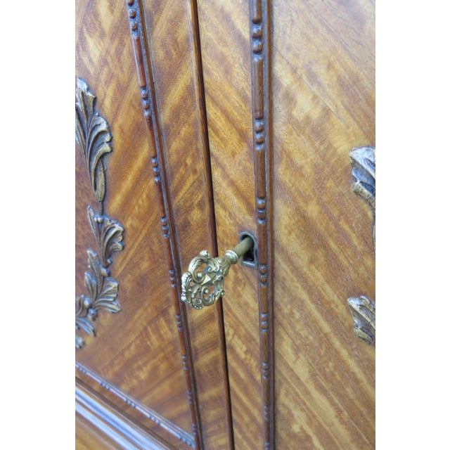 Brown French Early 1900s Johnson Furniture Carved Inlay Tall Chest of Drawers For Sale - Image 8 of 18