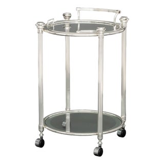 Modern Chrome Plated Two-Tier Bar Cart For Sale