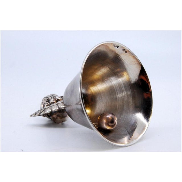 Silver Bell with Angel Head and Wings For Sale - Image 9 of 10