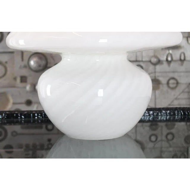 1970s Vintage Vetri Swirl Milk Murano Glass Mushroom Lamps- a Pair For Sale - Image 10 of 12