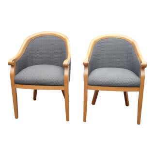 Late 20th Century Vintage Biedermeier Style Club Chairs- A Pair For Sale