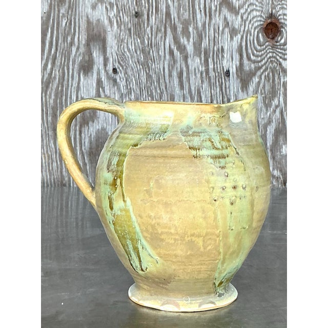 Vintage Boho Original Studio Pottery Pitcher For Sale In West Palm - Image 6 of 12