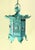 Turquoise Vintage Japanese Patinated Brass Pagoda Temple Lantern / Pendent -17”x 12” For Sale - Image 8 of 17