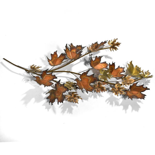 Metal Jere "Leaves" Wall Sculpture in Mixed Metals For Sale - Image 7 of 8