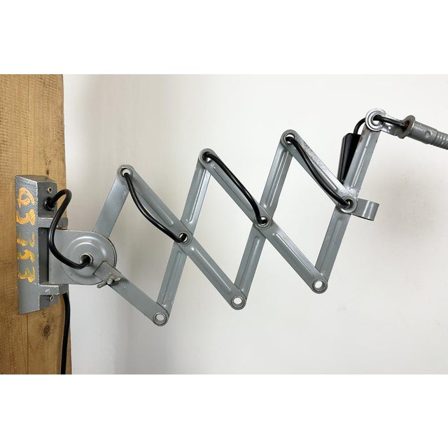 Industrial Grey Scissor Wall Lamp from Elektroinstala, 1960s For Sale - Image 12 of 15