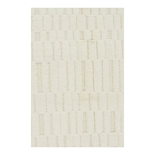 Rug & Kilim’s Contemporary Rug in White With High-Low Geometric Patterns For Sale