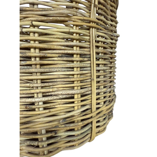 Wood Large Woven Wicker Handeled Baskets- A Pair For Sale - Image 7 of 9