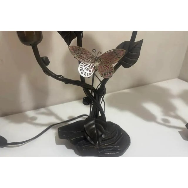 Vintage Table Lamps Pink Glass Tulip Dale Tiffany Style Pair For Sale - Image 11 of 11