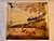 Vintage 1920'-1940's gold lacquered wood hinged box with charming landscape scene including Mt. Fuji.