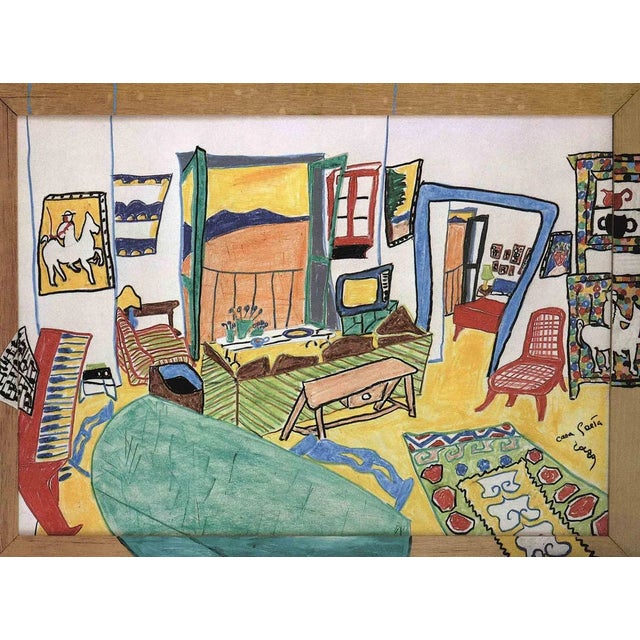 Dario Cusani, Gulf of Gaeta with Painted Frame, Painting, 1989 For Sale