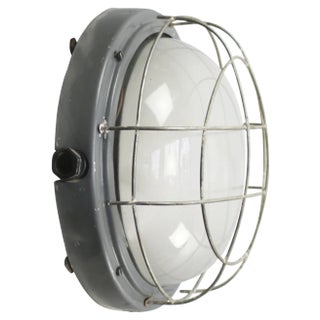 Vintage Industrial Frosted Glass Wall Light For Sale