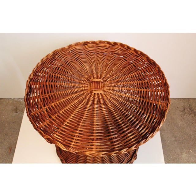 Vintage French Round Wicker Table, 1970s For Sale - Image 13 of 18