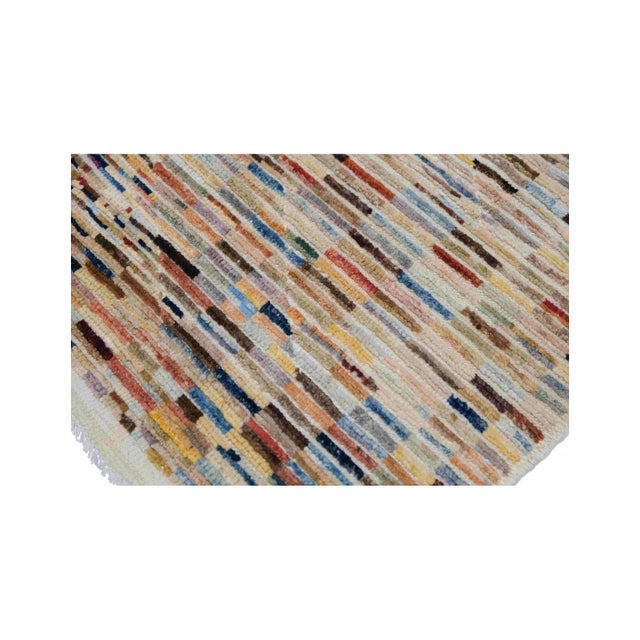 Modern Multicolor Hand Knotted Wool Rug For Sale - Image 4 of 7