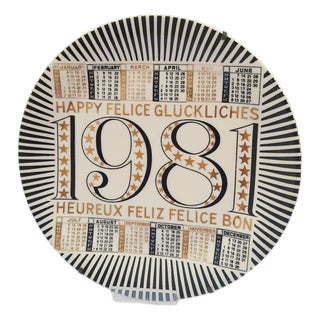 Ceramic Calendar Plate by Piero Fornasetti, 1981 For Sale