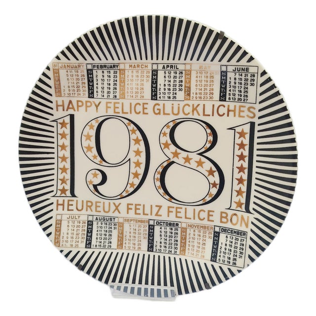 Ceramic Calendar Plate by Piero Fornasetti, 1981 For Sale