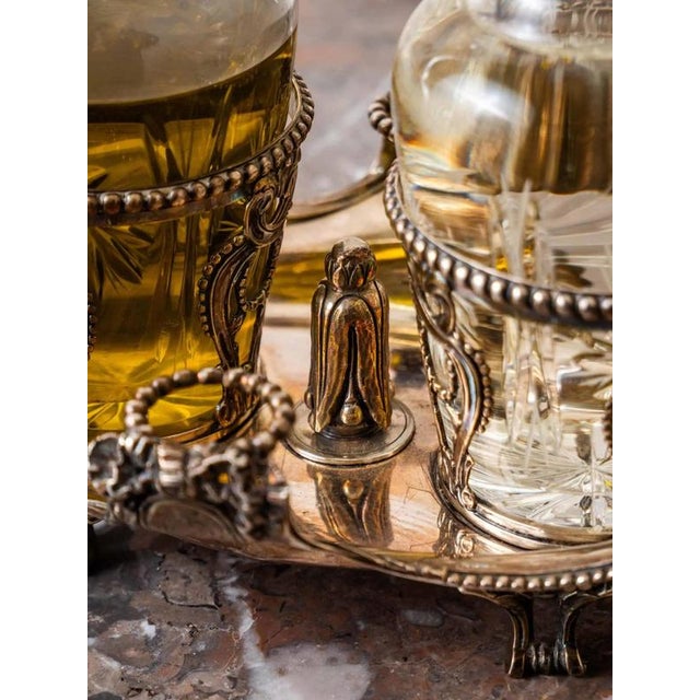 Silver Oil and Vinegar Set with Coat of Arms, Set of 2 For Sale - Image 9 of 11