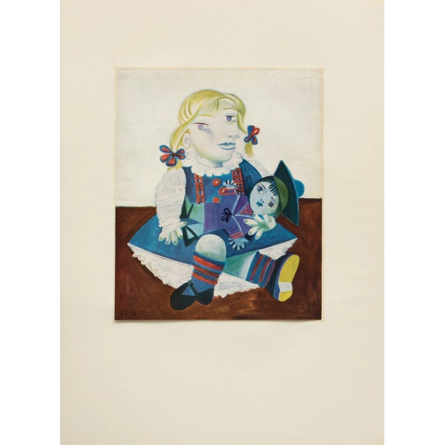 1960s After Pablo Picasso "Maya With a Doll", Cubist Full-Color Print For Sale
