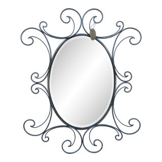 Silver Metal Mirror With Scroll Work For Sale