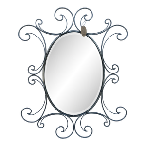 Silver Metal Mirror With Scroll Work