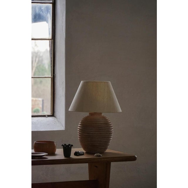 1970s Mid-Centur French Ringed Terracotta Ceramic Table Lamp, 1970s For Sale - Image 5 of 17