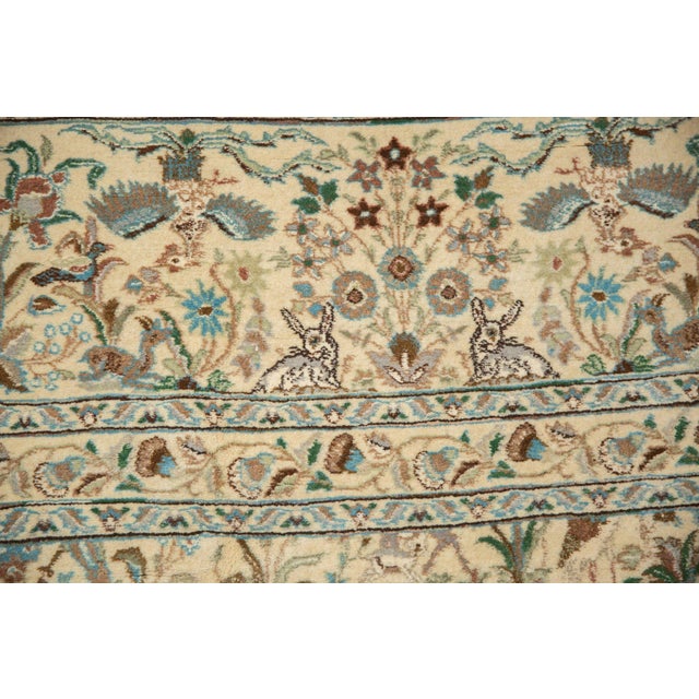 1950s Vintage Persian Tabriz Forest Scene Square Wool Carpet For Sale - Image 11 of 14