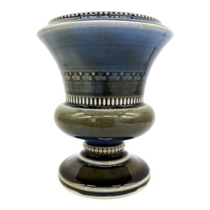 Vintage Belleek Ireland Blue Luster Pedestal Vase, Irish Porcelain Urn - Neoclassical / Traditional / English Country