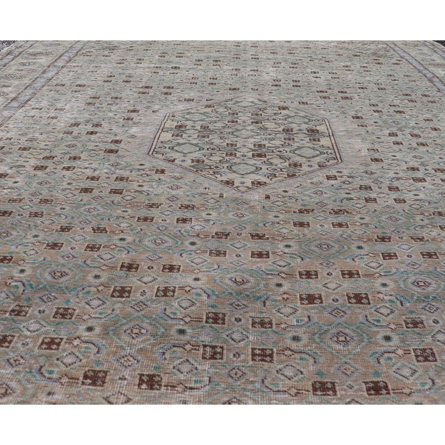 Vintage Persian Tabriz Rug With Floral Medallion in Earthy Tones With Brown For Sale In Atlanta - Image 6 of 13