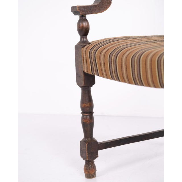 Antique Oak Armchair with Upholstery and Cane, 1920s For Sale - Image 8 of 10