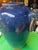Boho Chic 1970s Oversized Blue Ceramic Vase With Metal Ears For Sale - Image 3 of 11