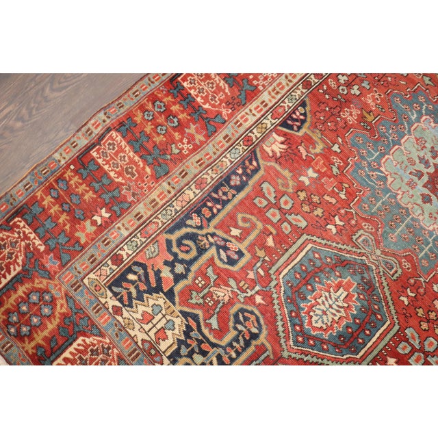 Red Antique Zabihi Collection Persian Serapi Foyer Size Rug - 4'9" x 6'10" For Sale - Image 8 of 12