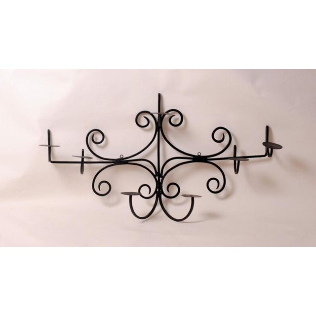 Large Wall-Mounted Candleholder in Wrought Iron, 1960s For Sale - Image 9 of 11