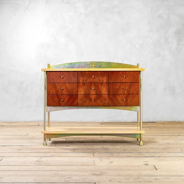Wood and Travertine Commode with Six Drawers by Toni Cordero, 1980, in Good conditions. Designed 1980 to 1989 I have...
