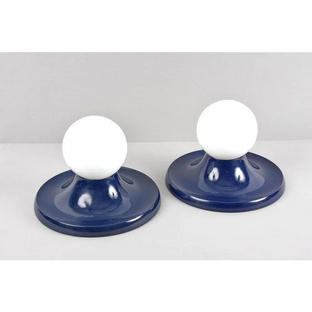 Mid-Century Italian Blue Metal Light Ball Sconce by Achille Castiglioni for Flos, 1960s For Sale - Image 14 of 18