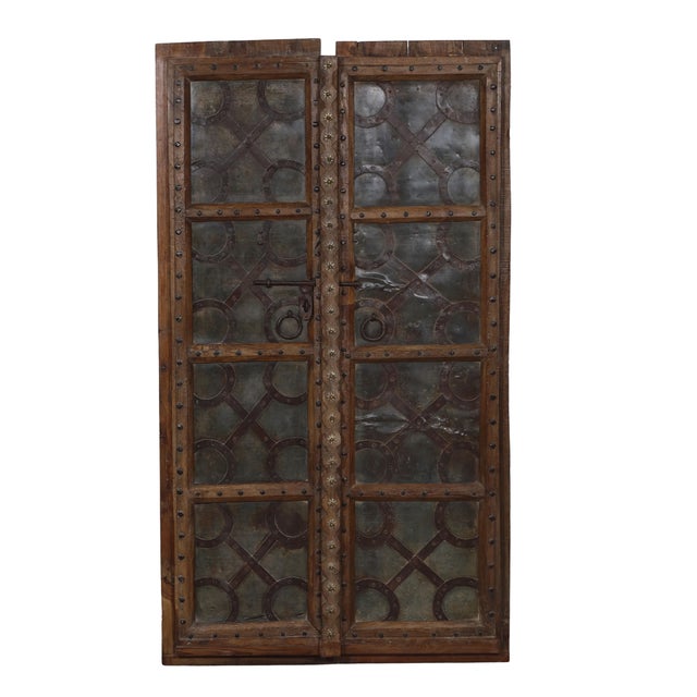 Antique Indian Carved Teakwood and Iron Door, 19th C. For Sale In Santa Fe - Image 6 of 6