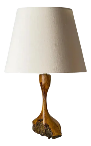 Sculptural Table Lamp Carved in Olive Wood, France, 1950s