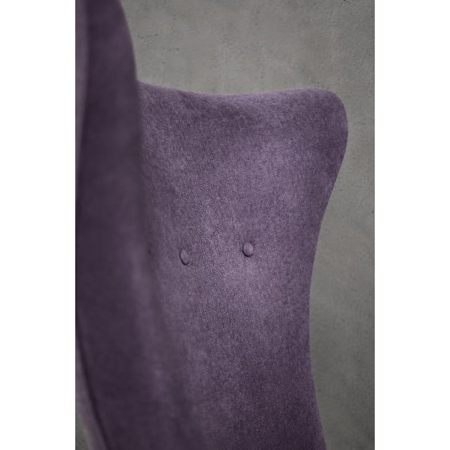 Vintage Scandinavian Modern Oak and Purple Fabric High Back Wing Chair, 1950s For Sale - Image 18 of 18