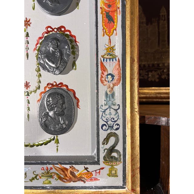 1980s Renaissance Revival Grotesche Painted Frame With Neoclassical Grand Tour Intaglios For Sale - Image 5 of 16