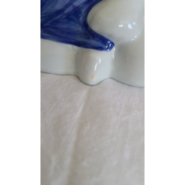 1980s Thai Blue & White Sleeping Boy Piggy Bank Figurine For Sale - Image 12 of 13