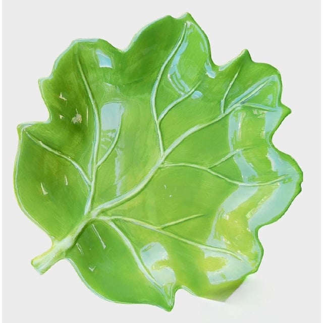 2000 - 2009 Extra Large Ceramic Palm Beach Regency Majolica Style Giant Leaf Food Serving Platter- a Pair For Sale - Image 5 of 5