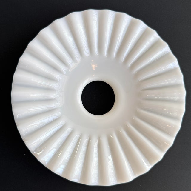 Antique White Opaline Glass “Frill” Pendant Light, 1930s For Sale In Buffalo - Image 6 of 7