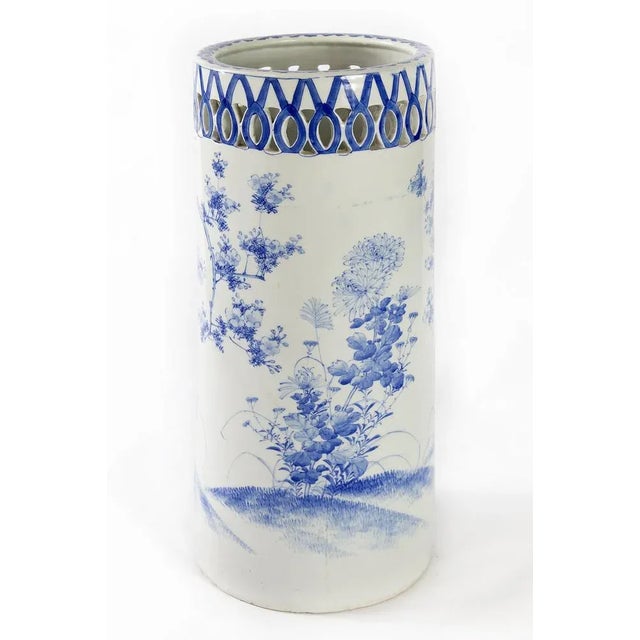 Hand painted ceramic umbrella stand.