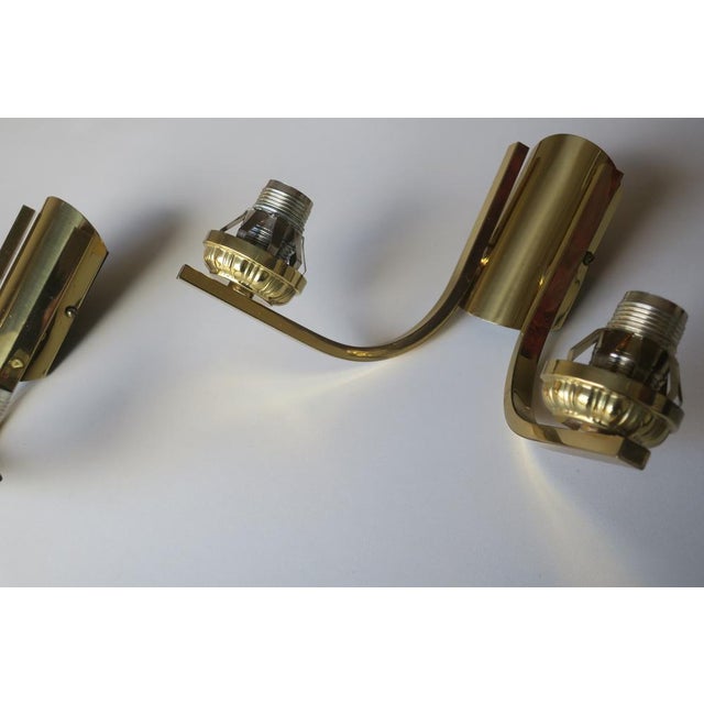 Brass & Glass Double Wall Lights, 1970s, Set of 2 For Sale - Image 12 of 14