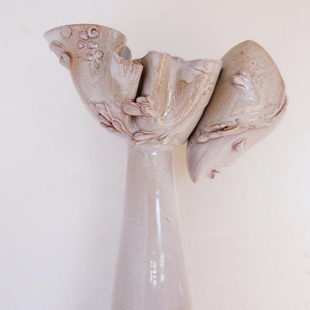 Sculpture Female Face Flower Vase in Ceramic For Sale - Image 11 of 18
