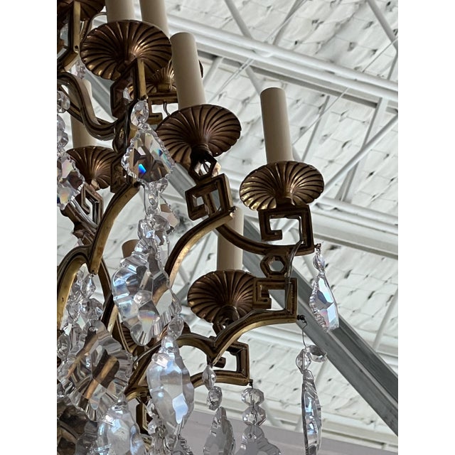 1970s 1970s Large Greek Key Brass Chandelier For Sale - Image 5 of 8
