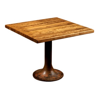 1930s Industrial Butcher Block Bistro Table For Sale