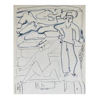1930s Helen Malta Workers on Truck Drawing For Sale