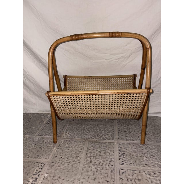 Vintage Bamboo Magazine Rack, 1950 For Sale - Image 6 of 11