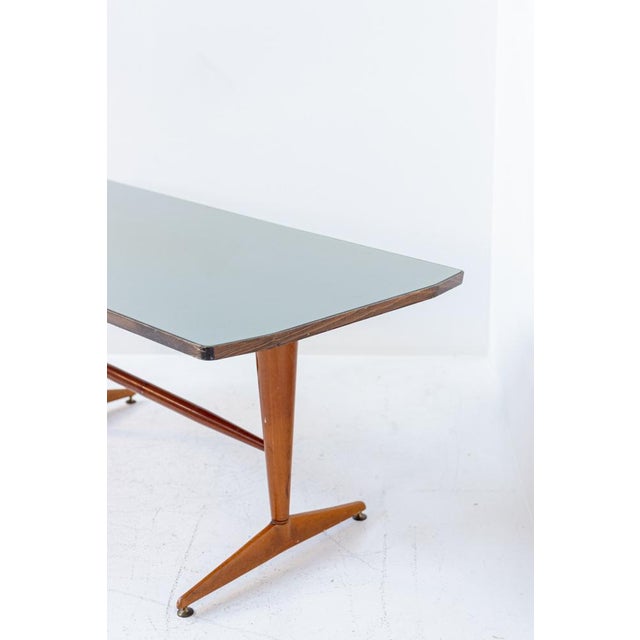 Italian Wooden Grey Glass Dining Table with Brass, 1950 For Sale - Image 15 of 16